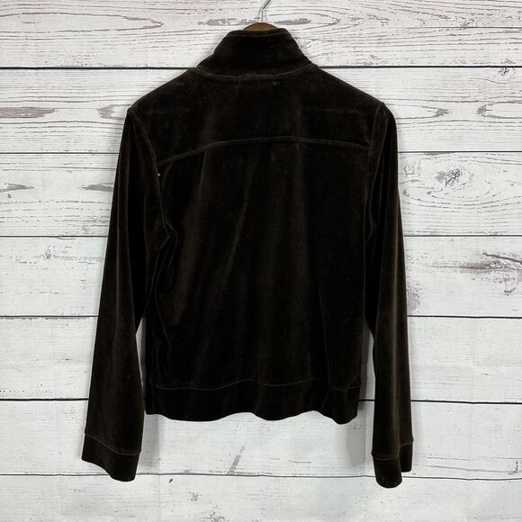 Lauren Ralph Lauren Jacket Women Small Brown Velour Zip Sweatshirt Track velvet - Picture 3 of 10